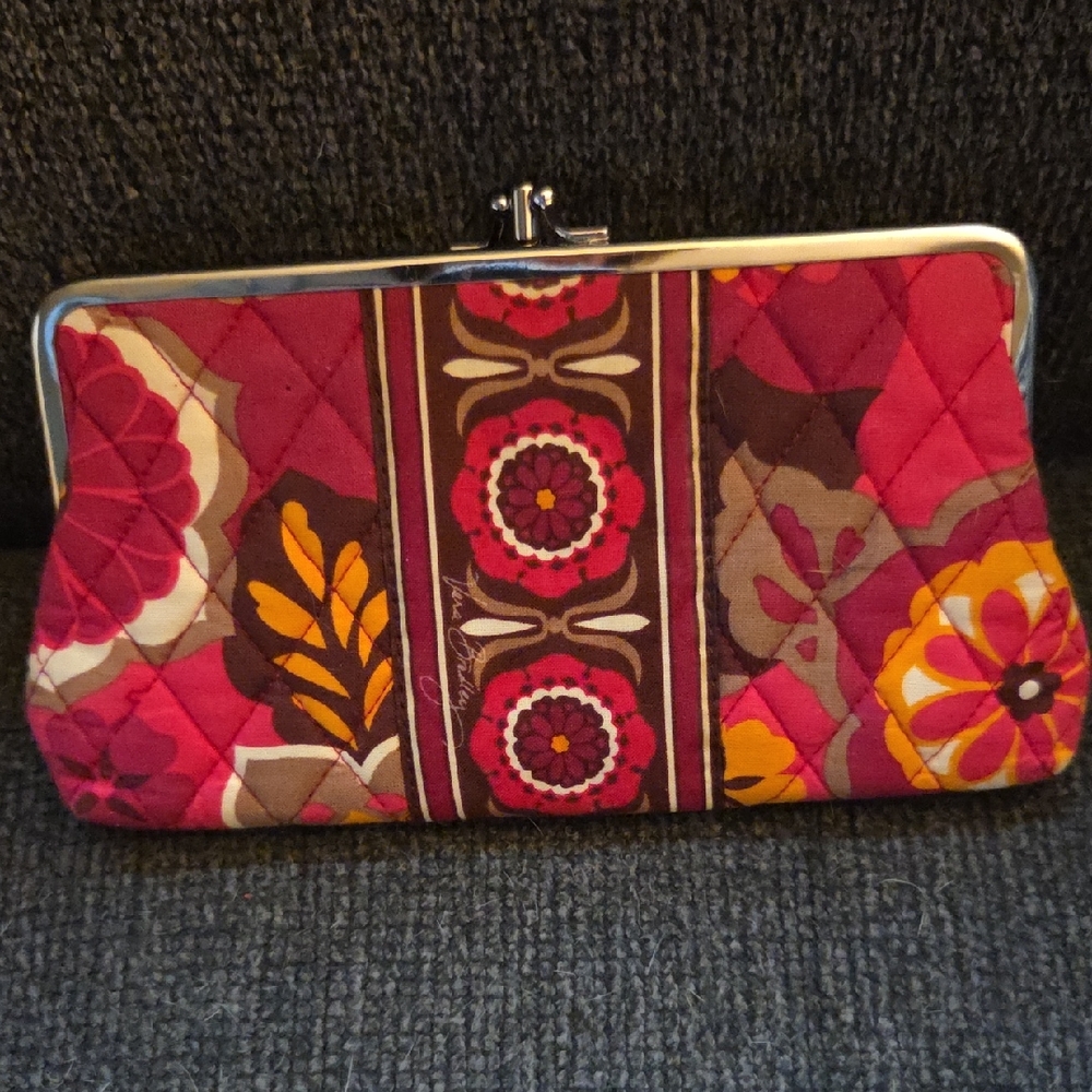 Vera Bradley Quilted Floral Clutch - Red and Brown